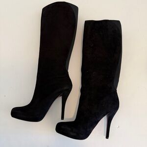 Enzo Angiolini Black Suede Heeled Knee High Boots